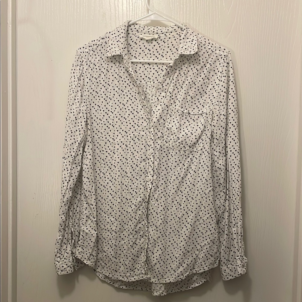 beachlunchlounge Casual Button Down Shirt White and Black